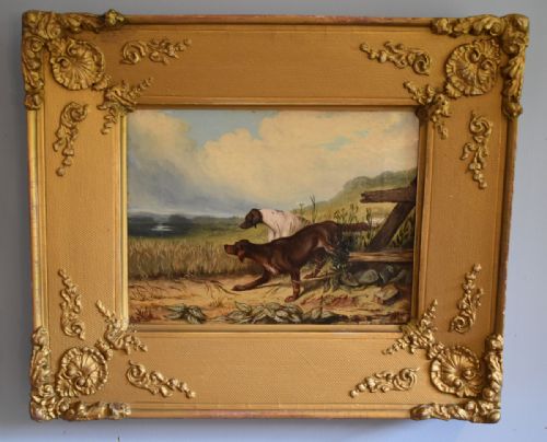 PAIR OF FINE OIL PAINTINGS OF DOGS AND DEER - ADDITIONAL PHOTO 6