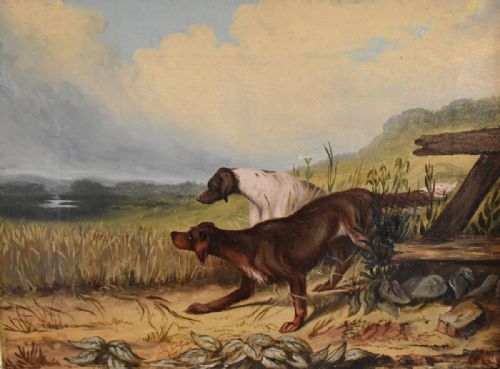 PAIR OF FINE OIL PAINTINGS OF DOGS AND DEER - ADDITIONAL PHOTO 7