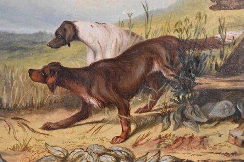 PAIR OF FINE OIL PAINTINGS OF DOGS AND DEER - ADDITIONAL PHOTO 8