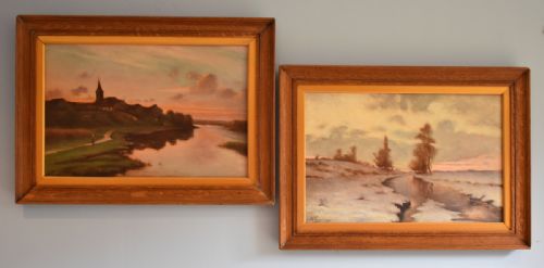pair of french landscape oil paintings - CATEGORY: ANTIQUE ART - DATED 1900