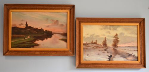 PAIR OF FRENCH LANDSCAPE OIL PAINTINGS - ADDITIONAL PHOTO 1