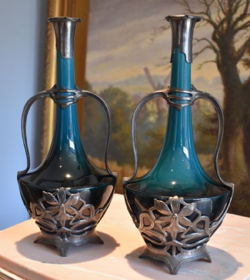 superb pair of art nouveau vases - CATEGORY: ANTIQUE VASES - DATED 1900