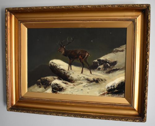'the midnight hour' oil painting by clarence roe - CATEGORY: ANTIQUE ART - DATED 1880