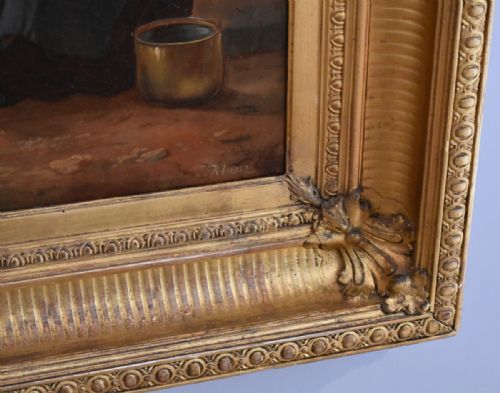 LARGE VICTORIAN OIL PAINTING IN SUPERB GILT FRAME - ADDITIONAL PHOTO 9
