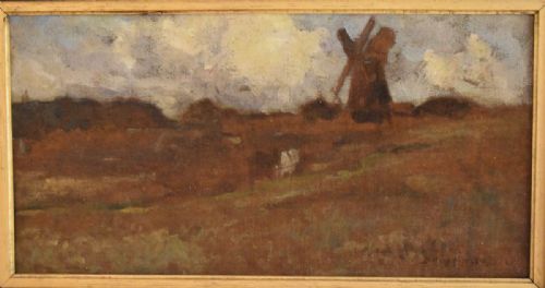OIL PAINTING OF THACKSTEAD MILL BY BERTRAM PRIESTMAN - ADDITIONAL PHOTO 1