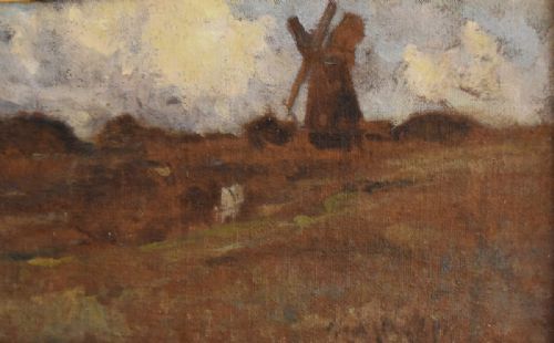 OIL PAINTING OF THACKSTEAD MILL BY BERTRAM PRIESTMAN - ADDITIONAL PHOTO 3