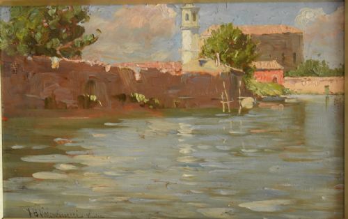 VENETIAN OIL PAINTING BY JEANBAPTISTE VALENTINELLI - ADDITIONAL PHOTO 4