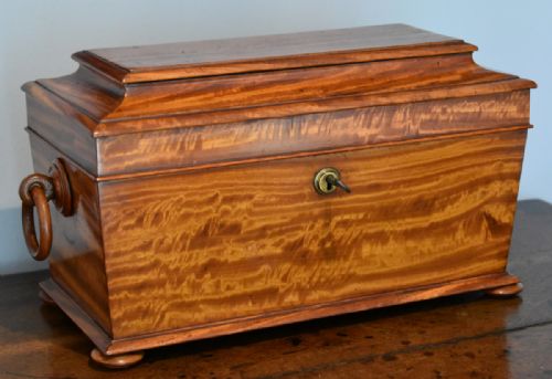 superb quality satinwood tea caddy - CATEGORY: ANTIQUE BOXES - DATED REGENCY