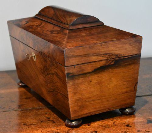 FINE REGENCY ROSEWOOD TEA CADDY - ADDITIONAL PHOTO 1