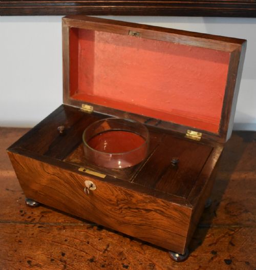 FINE REGENCY ROSEWOOD TEA CADDY - ADDITIONAL PHOTO 4