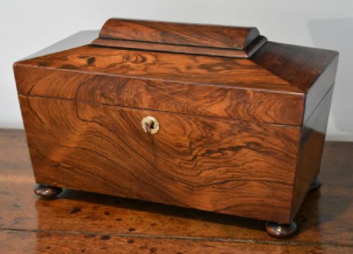 FINE REGENCY ROSEWOOD TEA CADDY - ADDITIONAL PHOTO 6