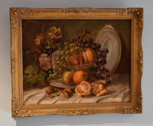 VICTORIAN STILL LIFE OIL PAINTING BY ADUNNINGTON - ADDITIONAL PHOTO 1