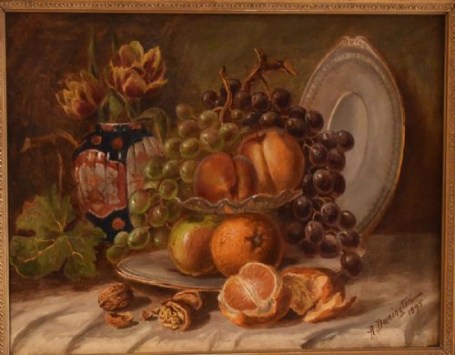 VICTORIAN STILL LIFE OIL PAINTING BY ADUNNINGTON - ADDITIONAL PHOTO 2