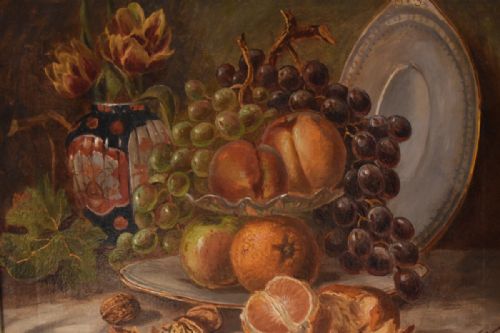 VICTORIAN STILL LIFE OIL PAINTING BY ADUNNINGTON - ADDITIONAL PHOTO 4