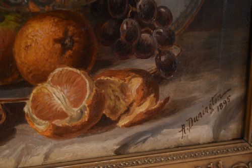VICTORIAN STILL LIFE OIL PAINTING BY ADUNNINGTON - ADDITIONAL PHOTO 6
