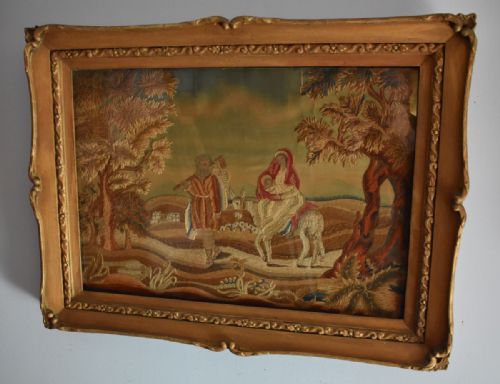 regency needlework 'the flight into egypt' - CATEGORY: ANTIQUE MISCELLANEOUS - DATED REGENCY