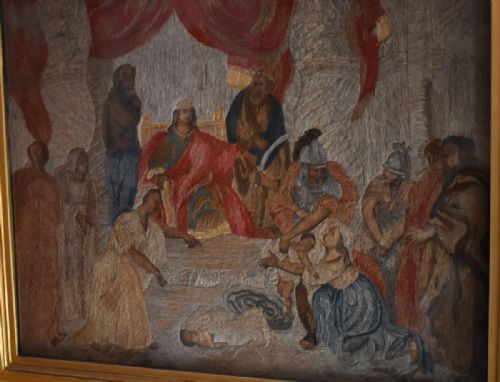 GEORGIAN NEEDLEWORK 'THE JUDGEMENT OF SOLOMAN' - ADDITIONAL PHOTO 1