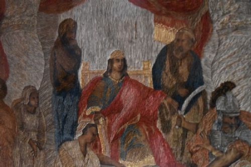 GEORGIAN NEEDLEWORK 'THE JUDGEMENT OF SOLOMAN' - ADDITIONAL PHOTO 3
