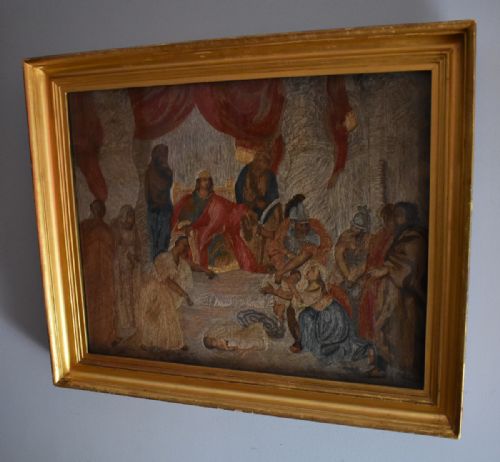 GEORGIAN NEEDLEWORK 'THE JUDGEMENT OF SOLOMAN' - ADDITIONAL PHOTO 6