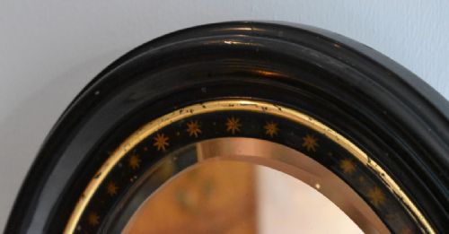 SMALL VICTORIAN EBONISED AND GILT OVAL MIRROR - ADDITIONAL PHOTO 3