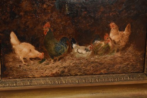 FINE DUTCH OIL PAINTING OF CHICKENS - ADDITIONAL PHOTO 2