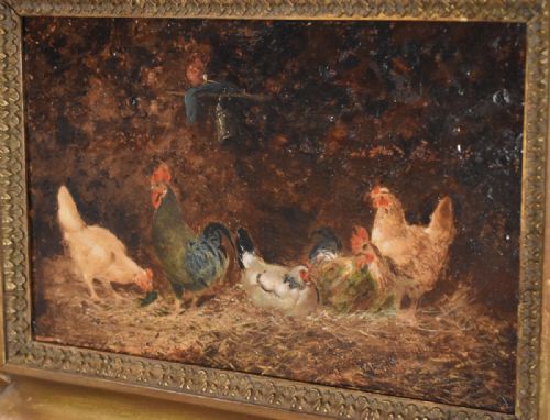 FINE DUTCH OIL PAINTING OF CHICKENS - ADDITIONAL PHOTO 3
