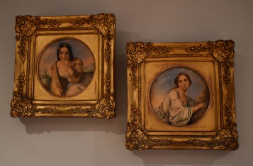 superb small pair of watercolour portraits - CATEGORY: ANTIQUE ART - DATED 1850