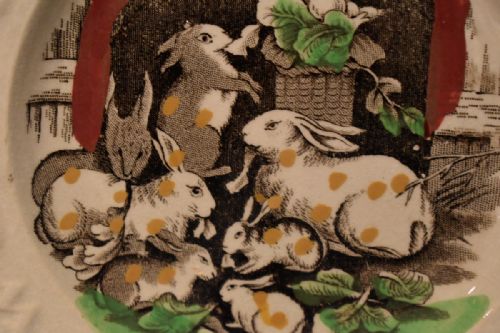 RARE VICTORIAN CHILDREN'S PLATE WITH RABBITS - ADDITIONAL PHOTO 2