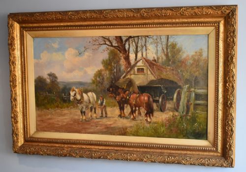 large oil painting by charles w oswald - CATEGORY: ANTIQUE ART - DATED 1890