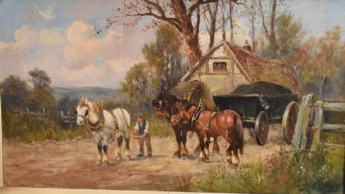 LARGE OIL PAINTING BY CHARLES W OSWALD - ADDITIONAL PHOTO 4