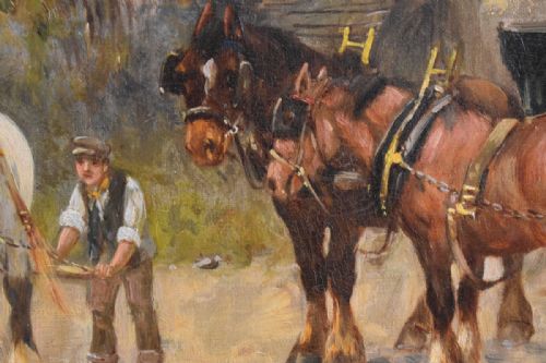 LARGE OIL PAINTING BY CHARLES W OSWALD - ADDITIONAL PHOTO 5