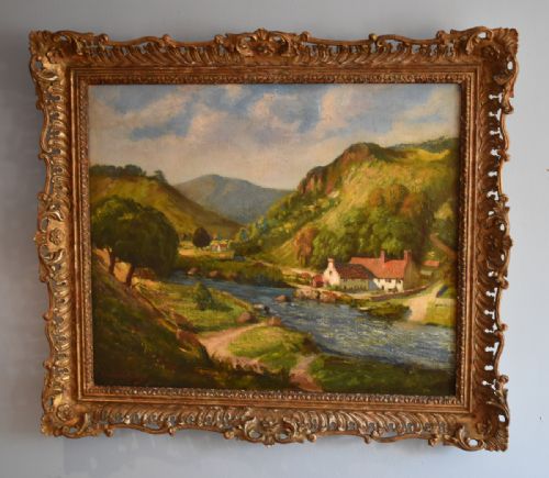 highland landscape oil painting by mmichelsongordon - CATEGORY: ANTIQUE ART - DATED 1920