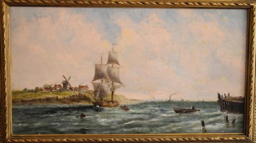 DUTCH COASTAL SCENE OIL PAINTING - ADDITIONAL PHOTO 1