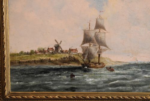 DUTCH COASTAL SCENE OIL PAINTING - ADDITIONAL PHOTO 2