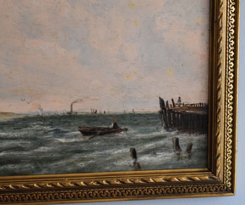 DUTCH COASTAL SCENE OIL PAINTING - ADDITIONAL PHOTO 3