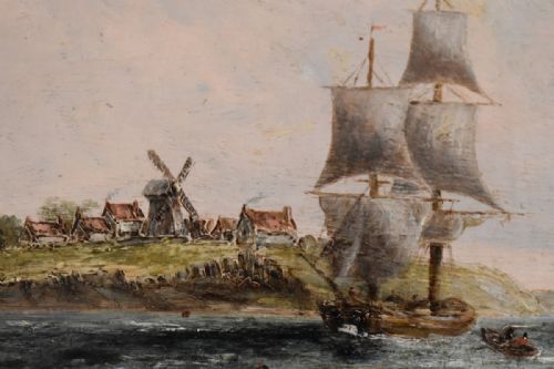 DUTCH COASTAL SCENE OIL PAINTING - ADDITIONAL PHOTO 4