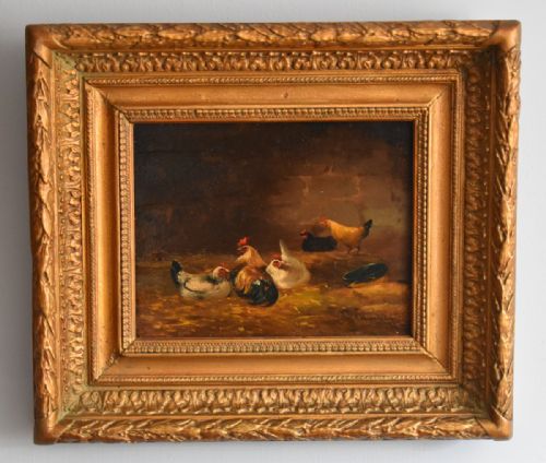 FINE PAIR OF OIL PAINTINGS OF CHICKENS - ADDITIONAL PHOTO 3