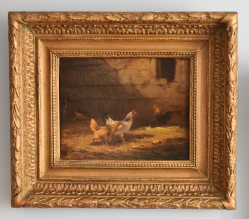 FINE PAIR OF OIL PAINTINGS OF CHICKENS - ADDITIONAL PHOTO 5