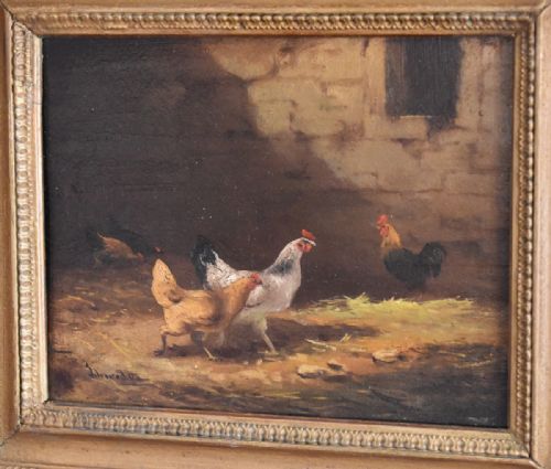 FINE PAIR OF OIL PAINTINGS OF CHICKENS - ADDITIONAL PHOTO 7