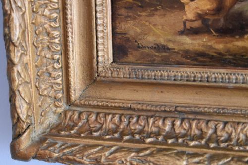 FINE PAIR OF OIL PAINTINGS OF CHICKENS - ADDITIONAL PHOTO 9