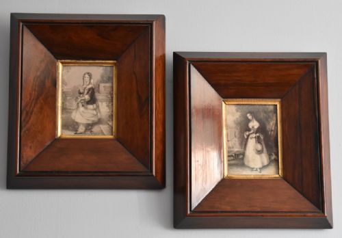 PAIR OF EARLY VICTORIAN PRINTS IN SUPERB ROSEWOOD FRAMES - ADDITIONAL PHOTO 1