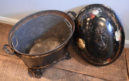 VICTORIAN TOLEWARE COAL SCUTTLE OR BOX - ADDITIONAL PHOTO 6