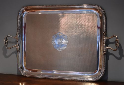 fine very large silver plate tray - CATEGORY: ANTIQUE SILVER - DATED 1880