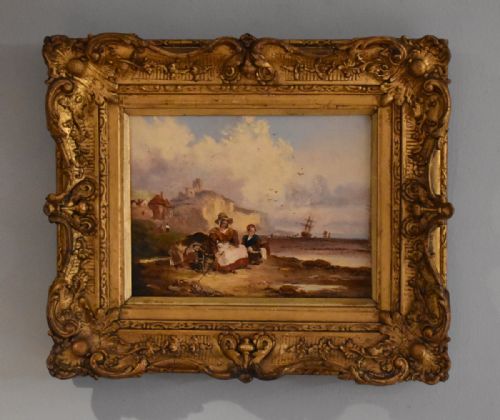 victorian coastal scene oil painting - CATEGORY: ANTIQUE ART - DATED 1850