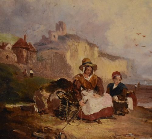 VICTORIAN COASTAL SCENE OIL PAINTING - ADDITIONAL PHOTO 3