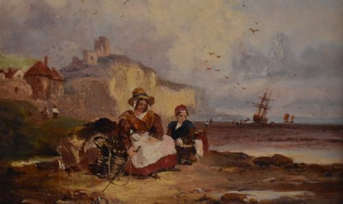 VICTORIAN COASTAL SCENE OIL PAINTING - ADDITIONAL PHOTO 4
