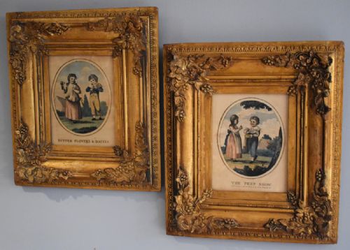 charming pair of victorian prints of children - CATEGORY: ANTIQUE ART - DATED VICTORIAN