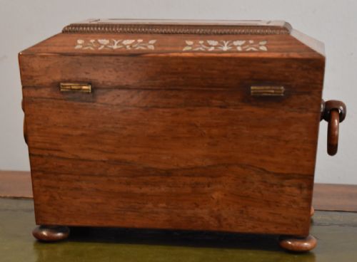 FINE SMALL REGENCY INLAID ROSEWOOD TEA CADDY - ADDITIONAL PHOTO 6