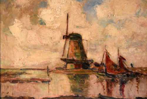 POST IMPRESSIONIST DUTCH LANDSCAPE OIL PAINTING - ADDITIONAL PHOTO 3