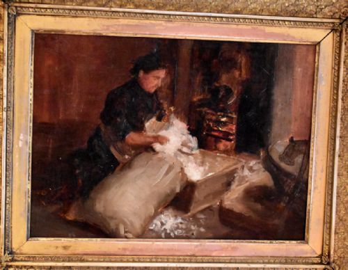 FINE IMPRESSIONIST OIL PAINTING DOMESTIC SCENE - ADDITIONAL PHOTO 2